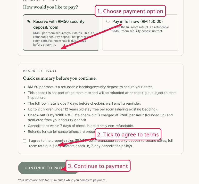 Step 04: Secure your booking